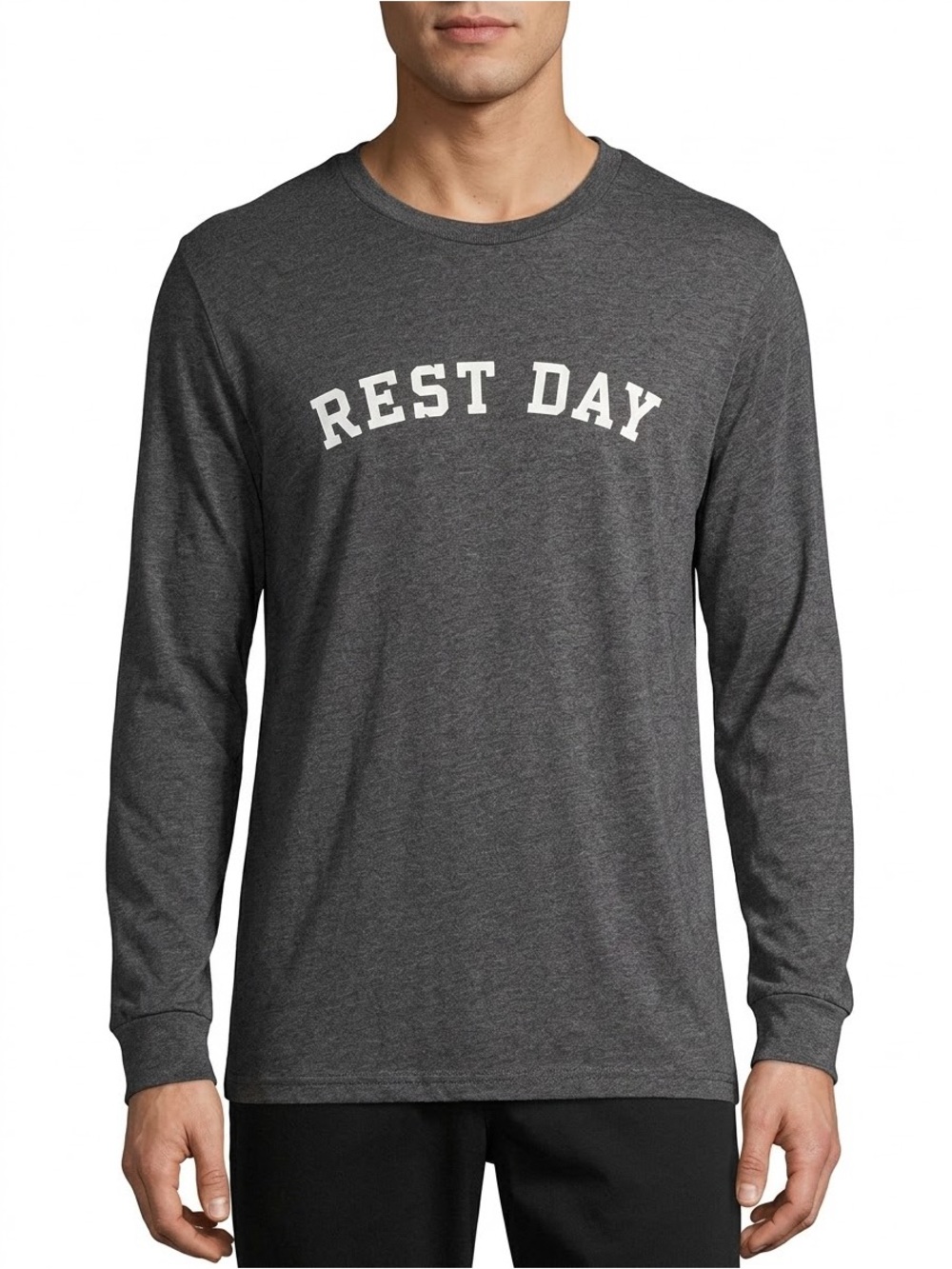 District‎ Perfect Tri Rest Day Long Sleeve Shirt Mens XL Gray Gym Graphic Tee